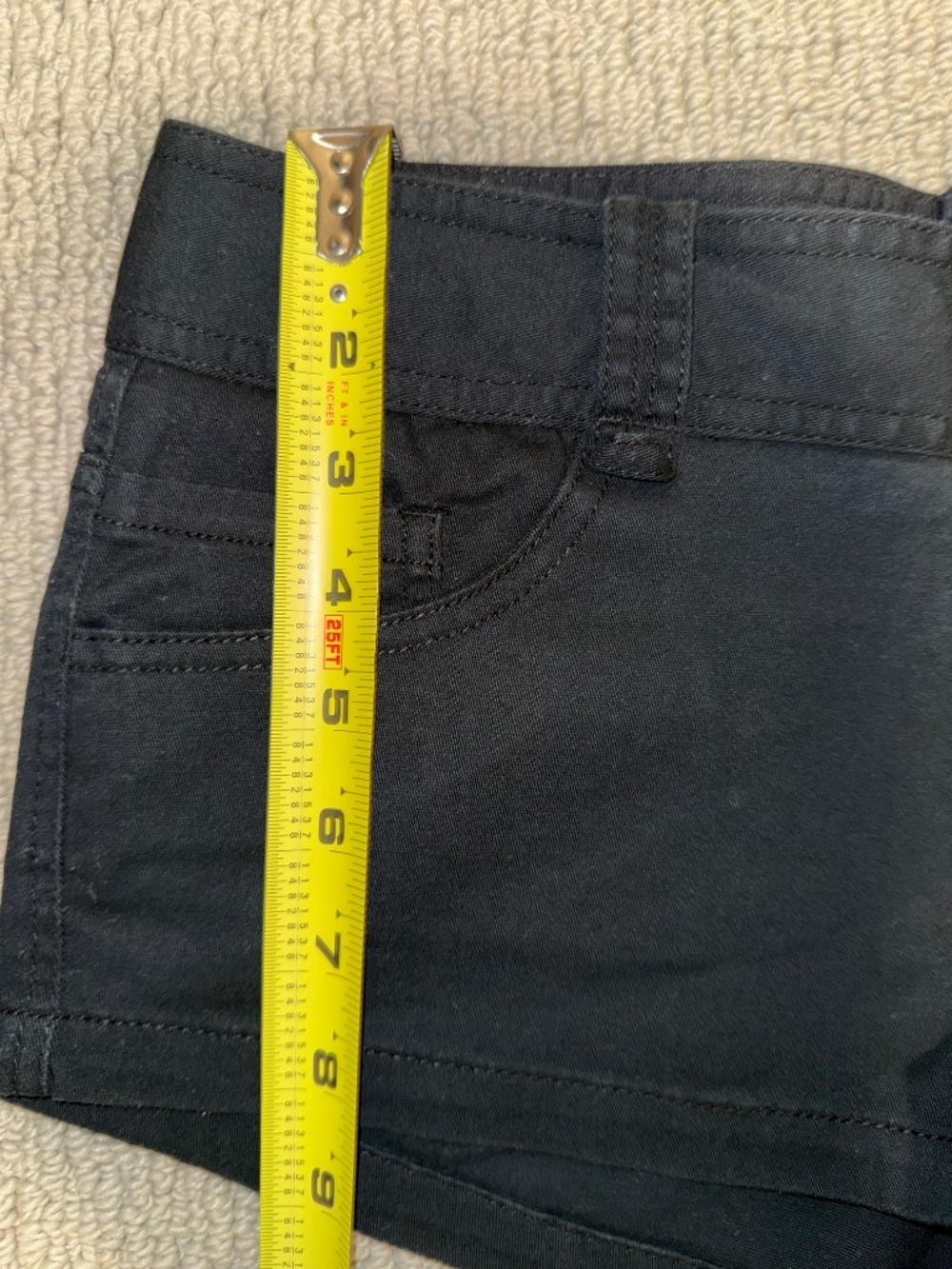 Twenty One Y2K Black Stretch Mini Shorts Size Small Cotton Blend Low Rise - Picture 4 of 16